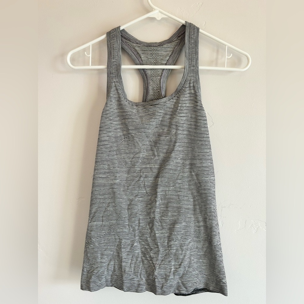 Lululemon Athletica Black and White Striped Tank Top